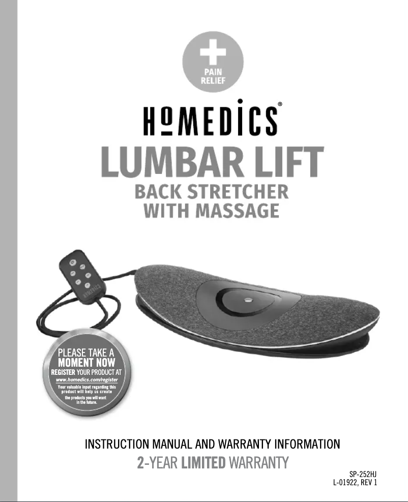 Page n°1 - Manuel utilisateur Homedics SP-252HJ