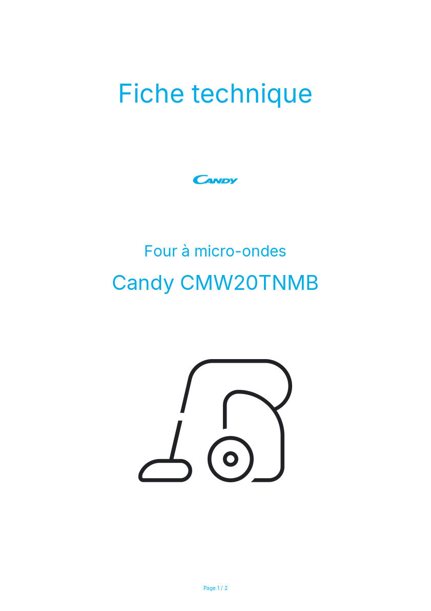 Page n°1 - Fiche technique Candy CMW20TNMB