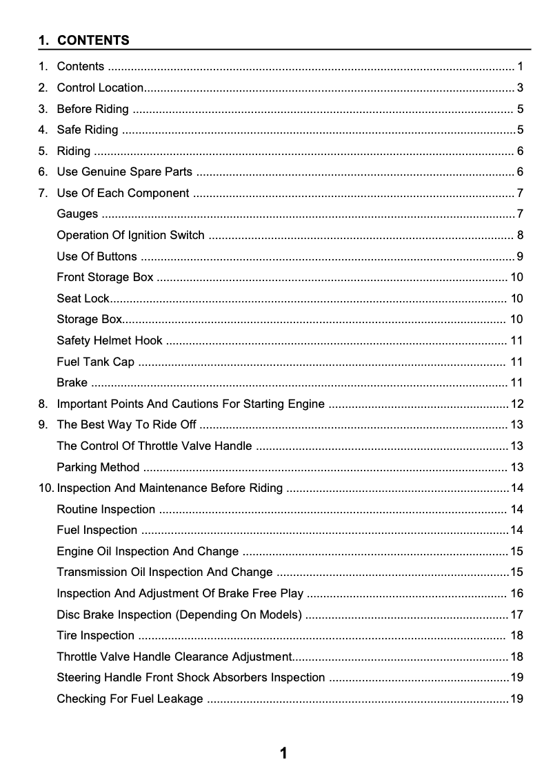 Page 1 de la notice Manuel utilisateur SYM Euro MX 125