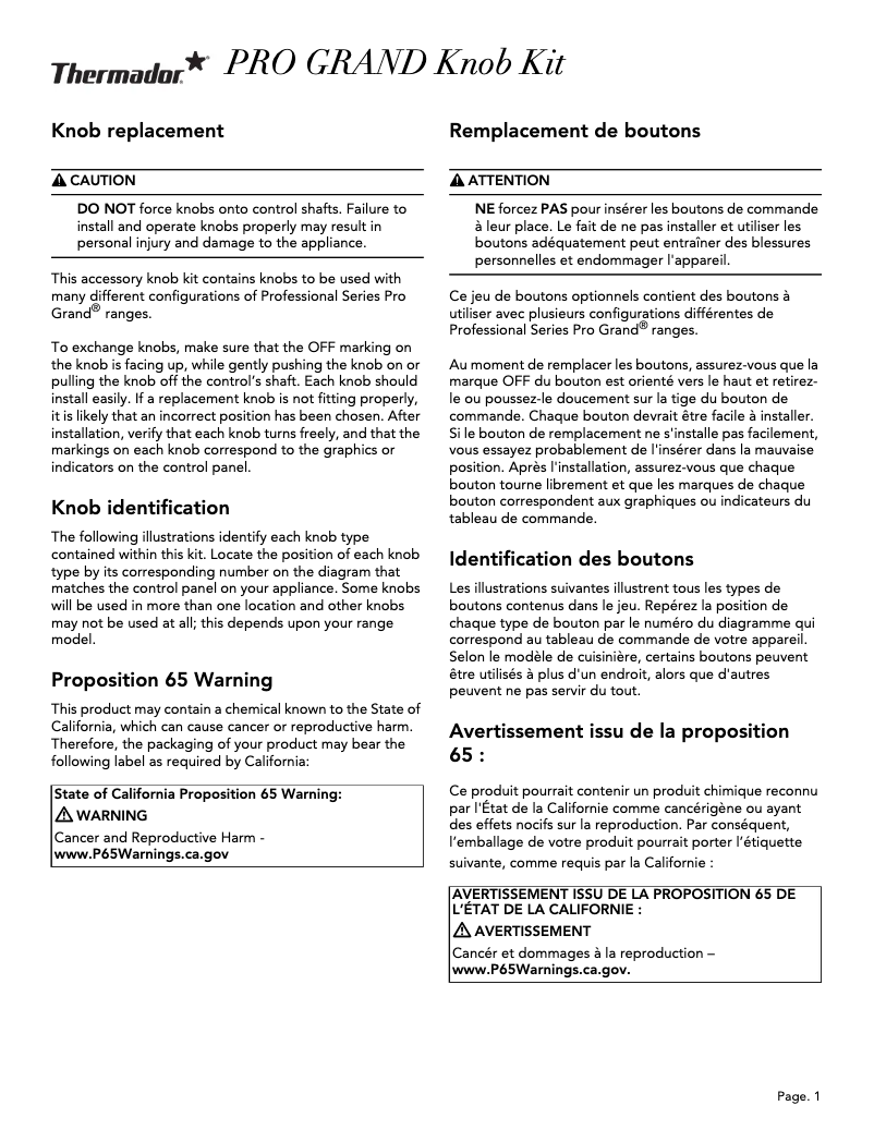 Page 1 de la notice Manuel utilisateur Thermador PARKB48SGY