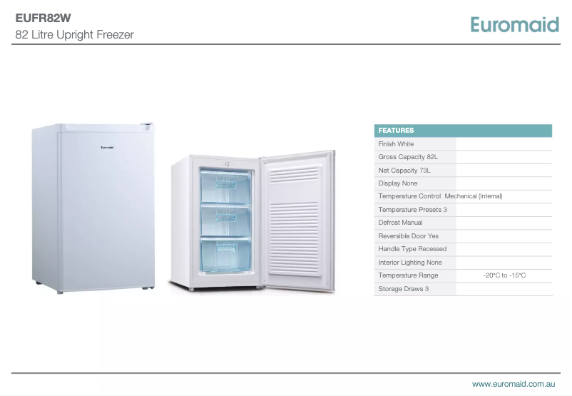 Page 1 de la notice Fiche technique Euromaid EUFR82W