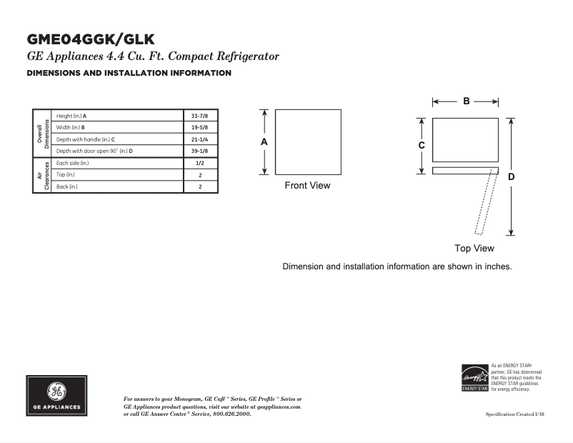Imagen de la primera página del manual del dispositivo GME04GGKBB
