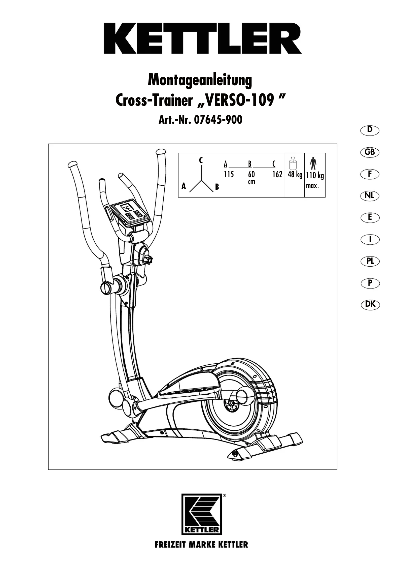 Page n°1 - Manuel utilisateur Kettler Verso 109