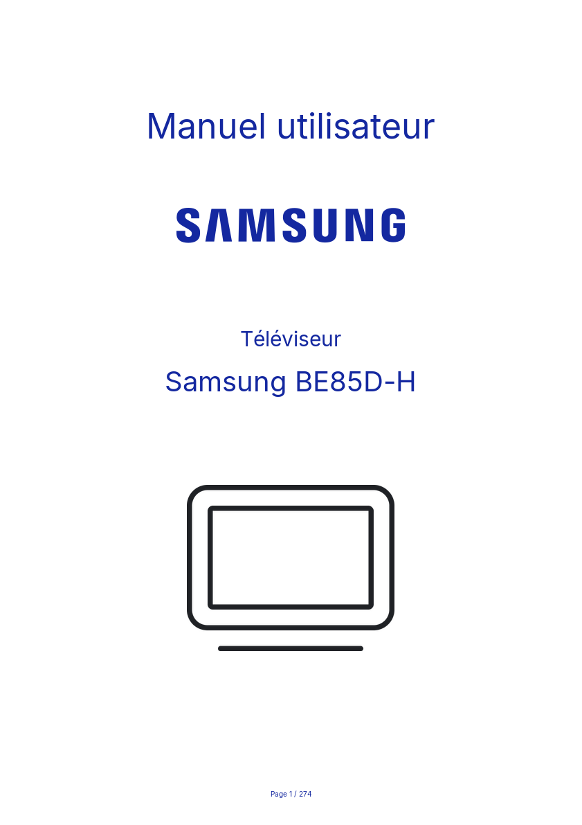 Page n°1 - Manuel utilisateur Samsung BE85D-H