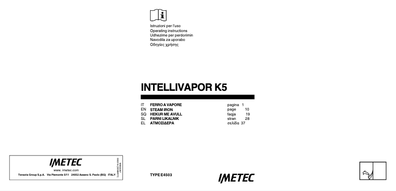 Image de la première page du manuel de l'appareil Intellivapor K5