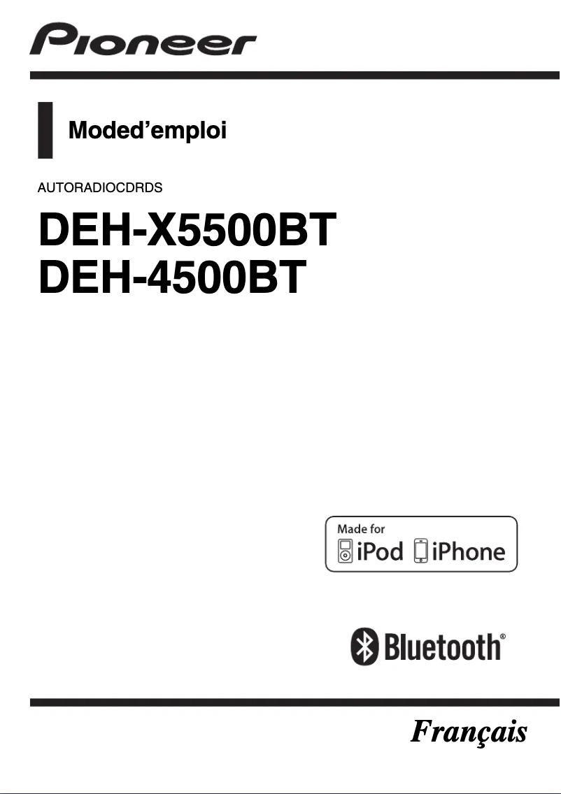 Image de la première page du manuel de l'appareil DEH-X5500BT