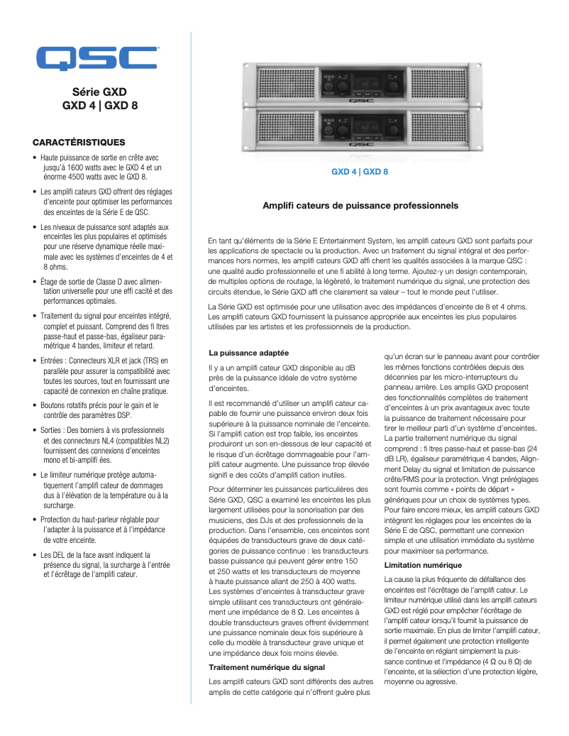 Page 1 de la notice Fiche technique QSC GXD 8