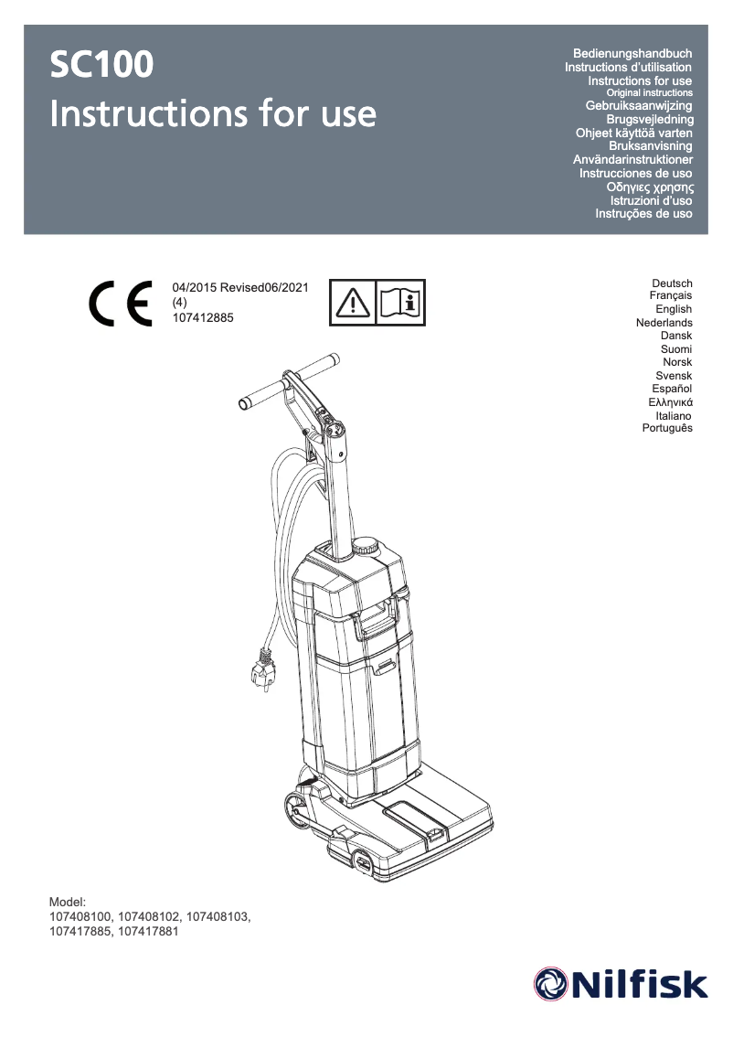 Image de la première page du manuel de l'appareil SC100