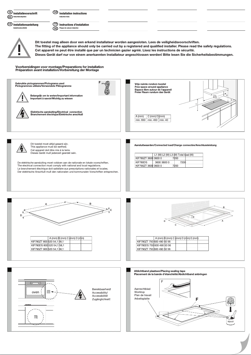Page 1 de la notice Guide d'installation Etna KIF790ZT