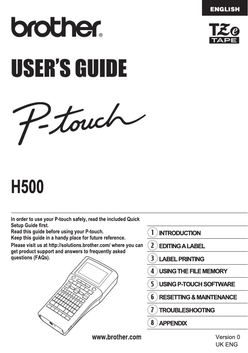 Page n°1 - Manuel utilisateur Brother P-Touch H500