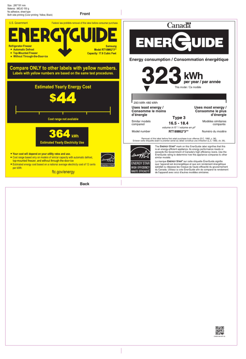 Page n°1 - Label énergétique Samsung RT21M6213SG