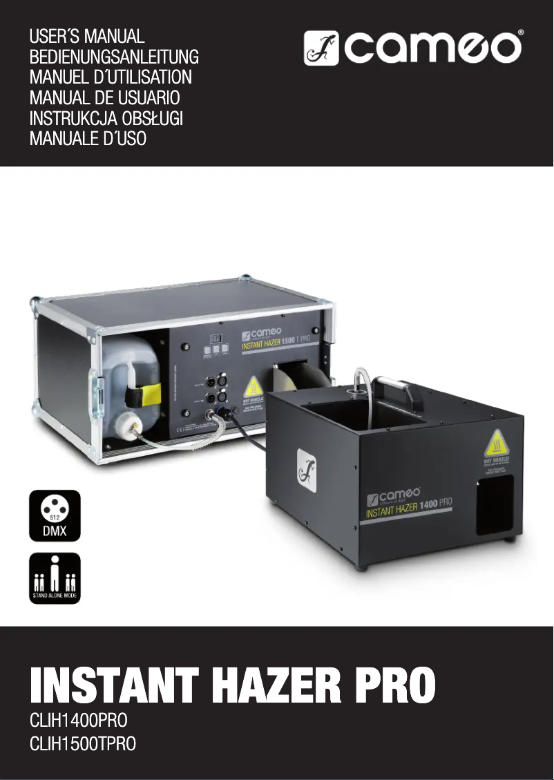Page n°1 - Manuel utilisateur Cameo Instant Hazer 1500 T Pro