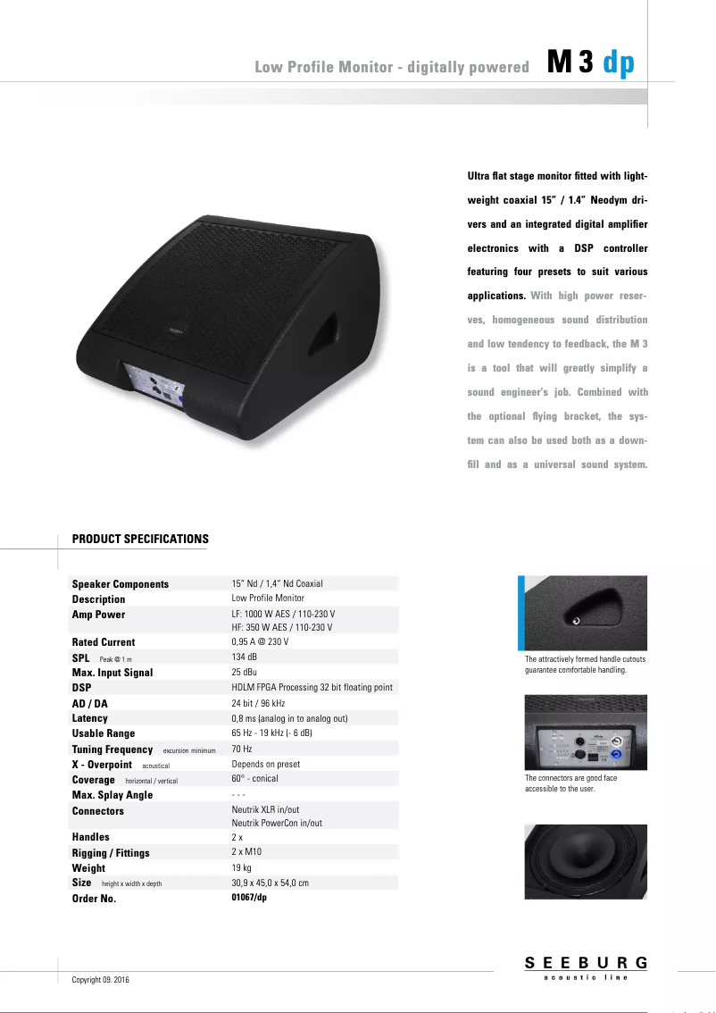Page 1 de la notice Manuel utilisateur Seeburg M3dp