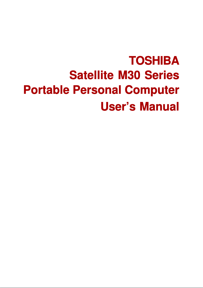 Page n°1 - Manuel utilisateur Toshiba Satellite M30