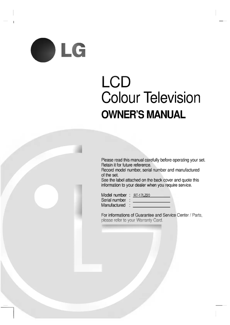 Image de la première page du manuel de l'appareil RT-17LZ20