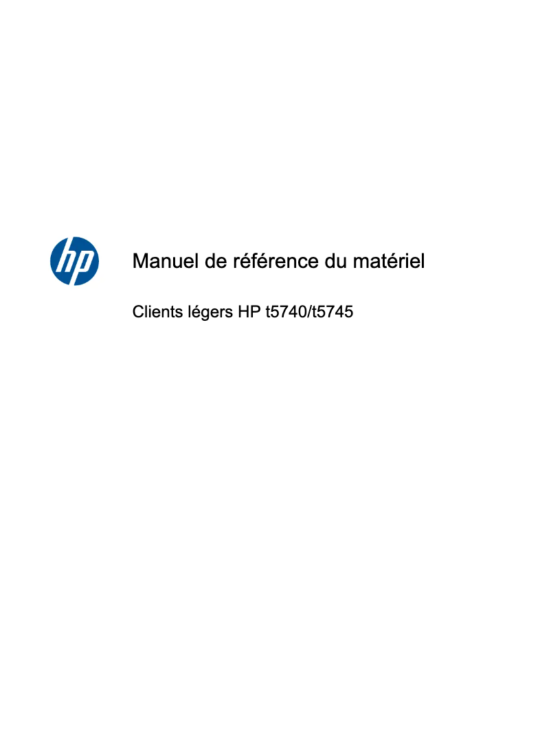 Page n°1 - Manuel utilisateur HP t5740