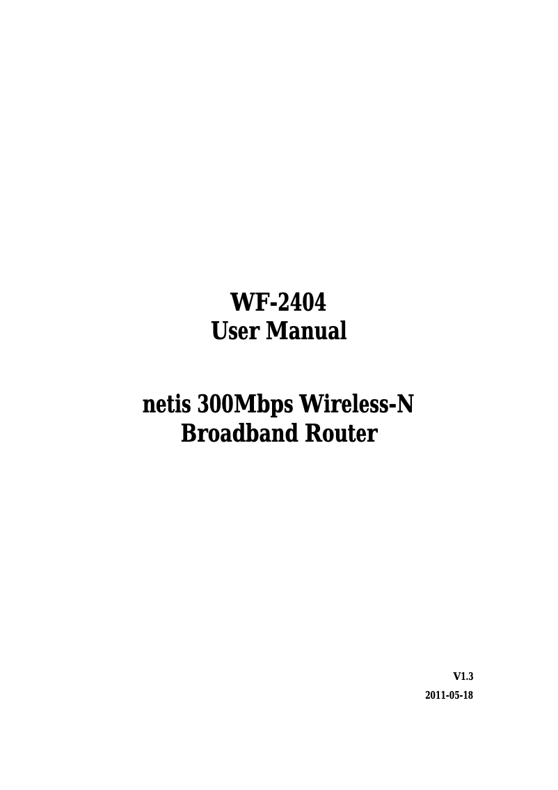 Page n°1 - Manuel utilisateur Netis WF-2404
