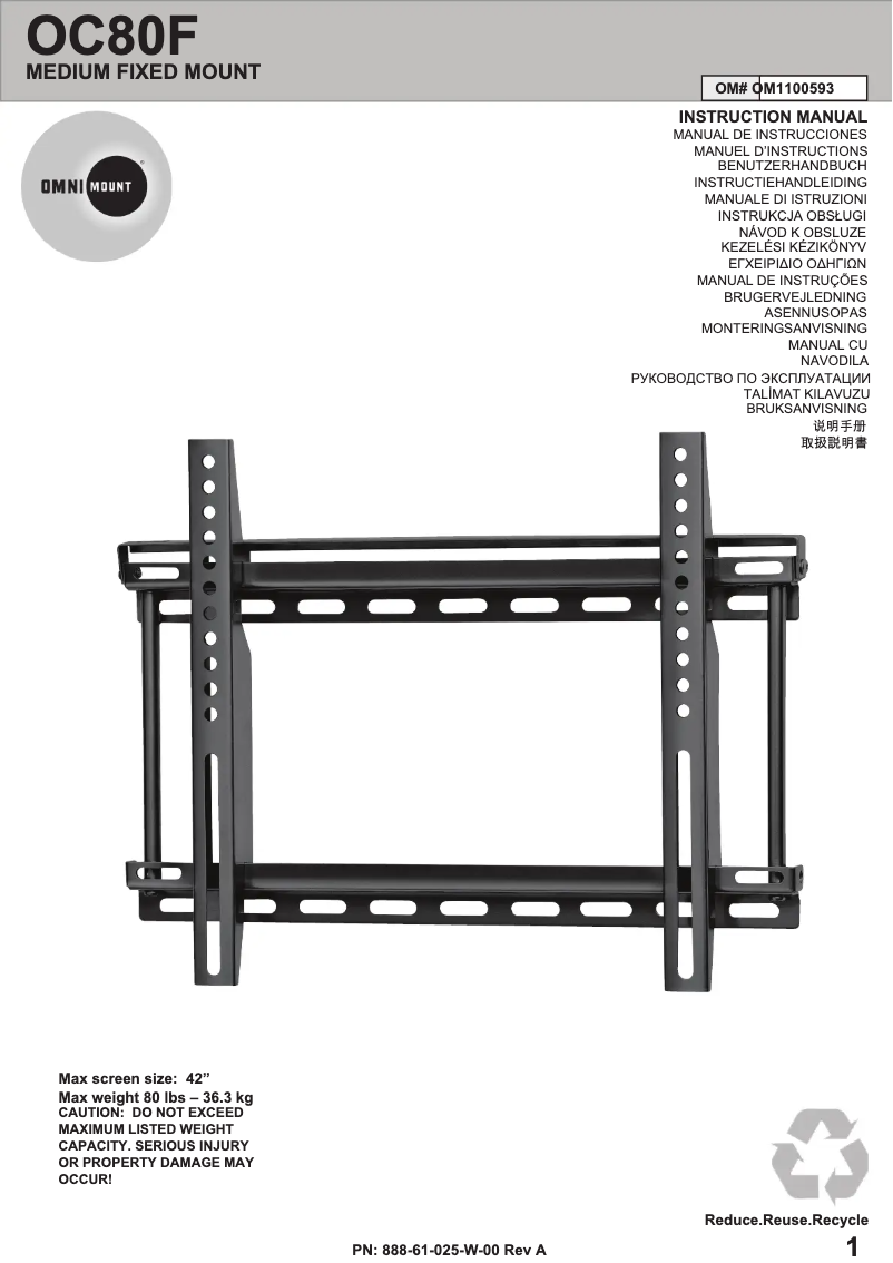 Page 1 de la notice Manuel utilisateur OmniMount OC80F