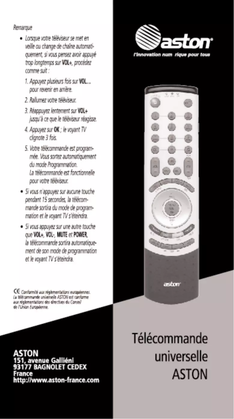 Page 1 de la notice Manuel utilisateur Aston Universal