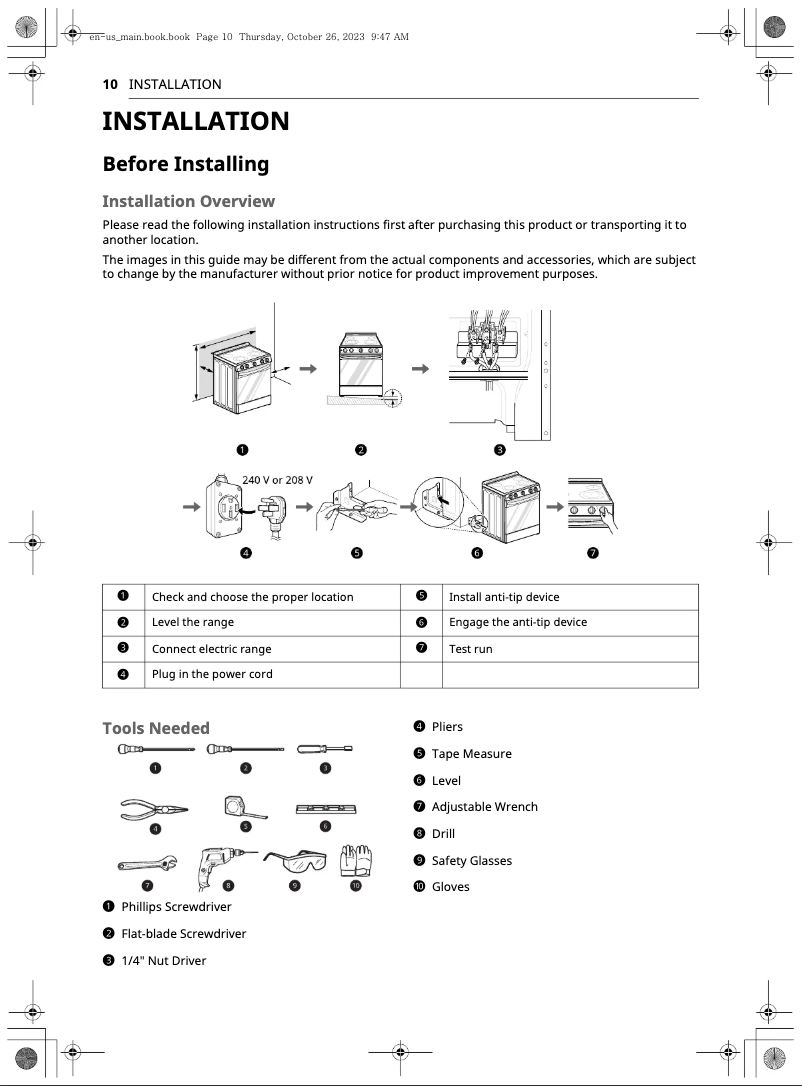Page n°1 - Guide d'installation LG LSEL6330S