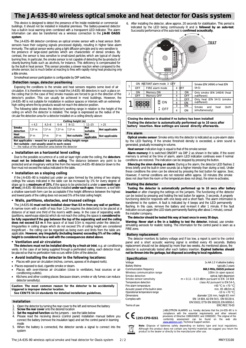 Page 1 de la notice Manuel utilisateur Joblotron JA-63S-80