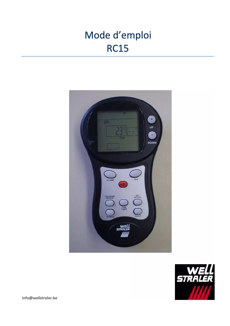 Page 1 de la notice Manuel utilisateur Well Straler RC15