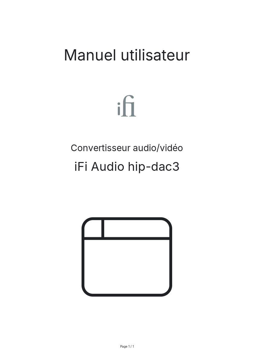 Page n°1 - Manuel utilisateur iFi Audio hip-dac3
