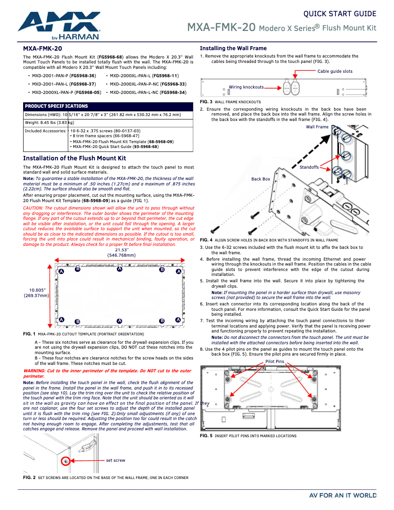 Page 1 de la notice Manuel utilisateur AMX MXA-FMK-20