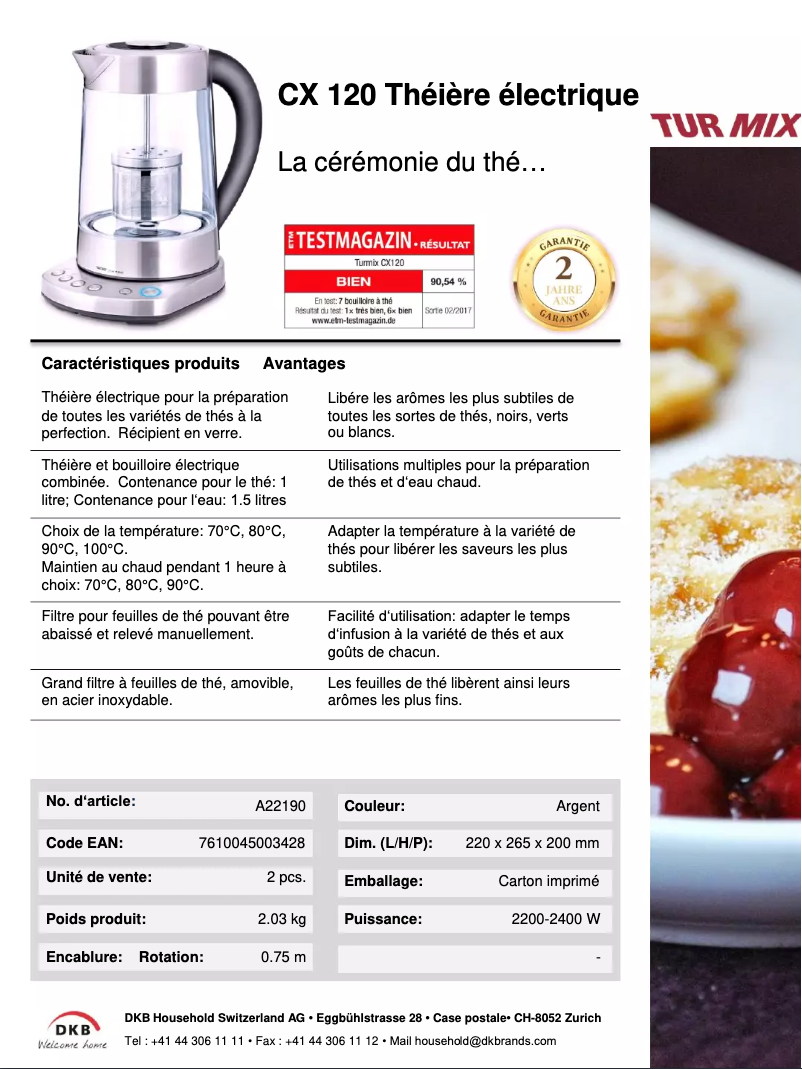 Page n°1 - Fiche technique Turmix CX 120