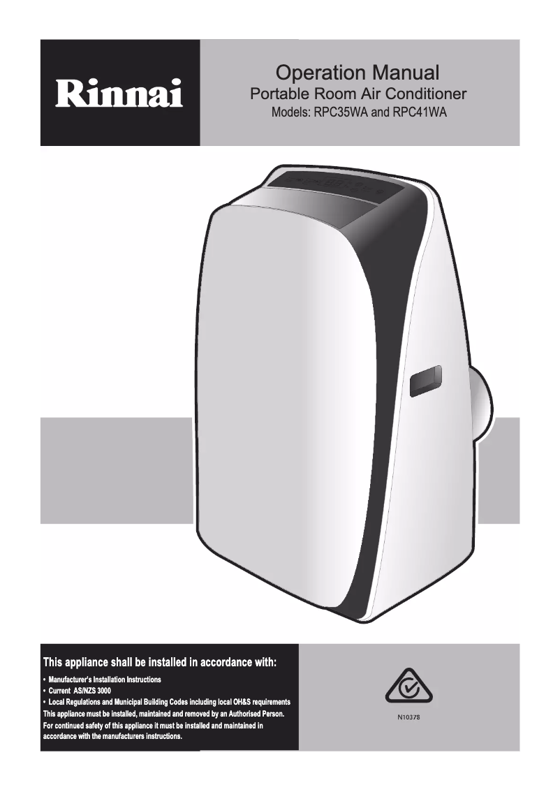 Page n°1 - Manuel utilisateur Rinnai RPC41WA