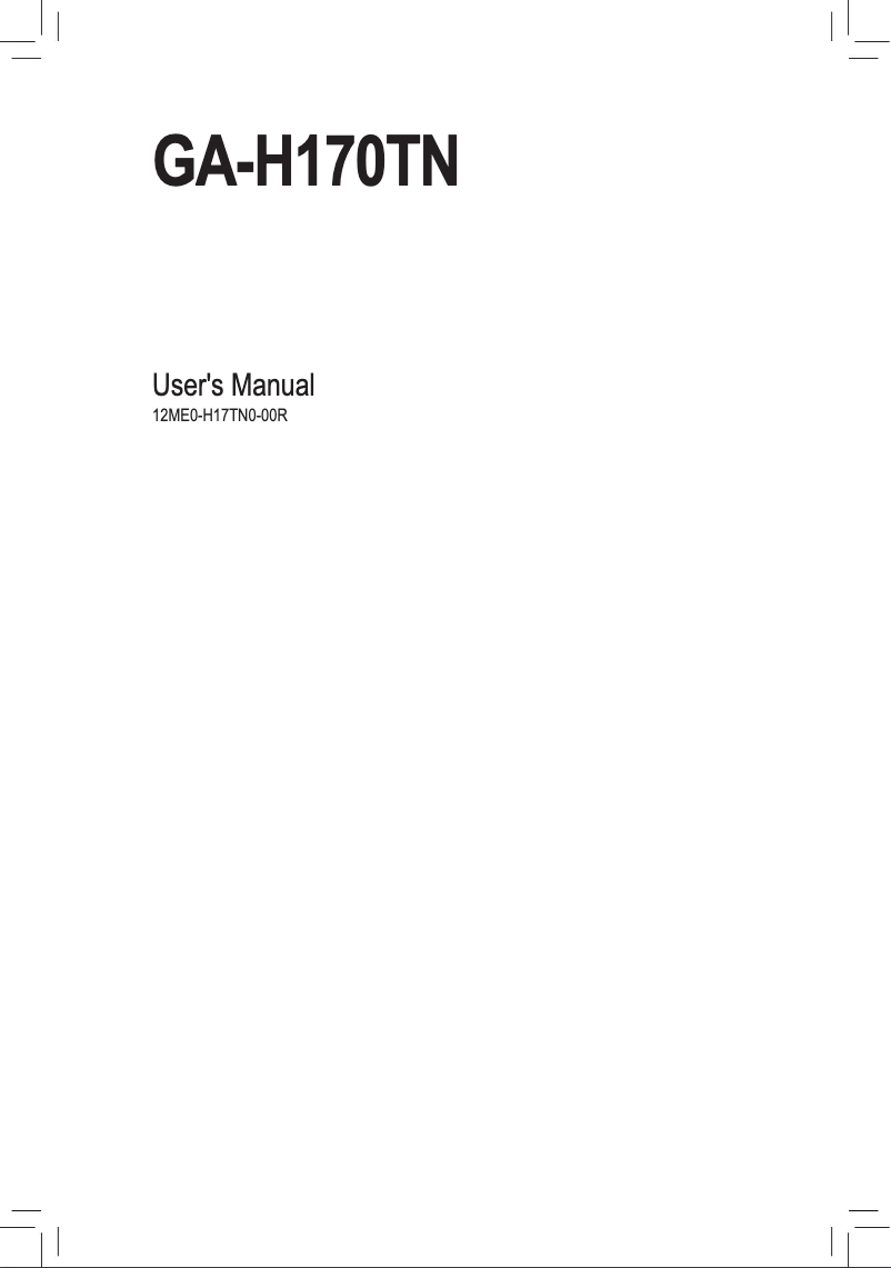 Page 1 de la notice Manuel utilisateur Gigabyte GA-H170TN