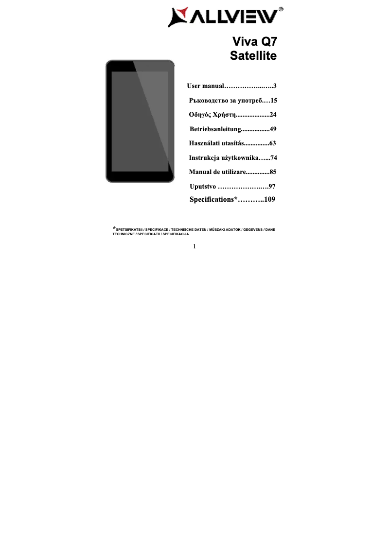 Image de la première page du manuel de l'appareil Viva Q7 Satellite