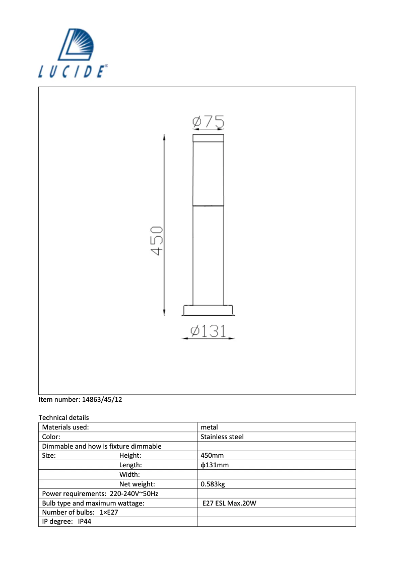 Page n°1 - Manuel utilisateur Lucide Kibo