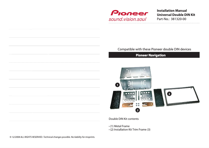 Page n°1 - Manuel utilisateur Pioneer 381320-00