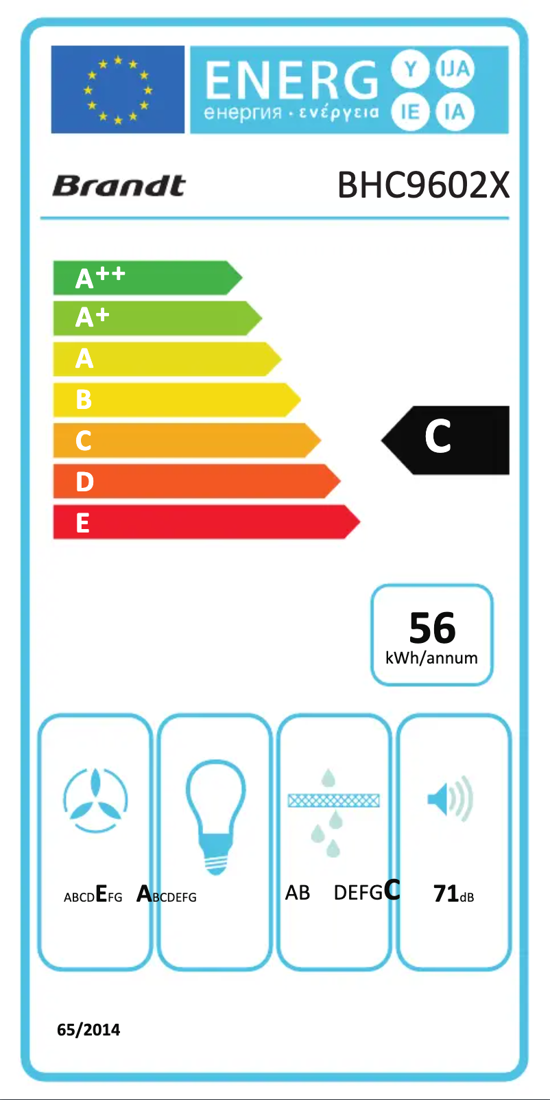 Page n°1 - Label énergétique Brandt BHC9602X