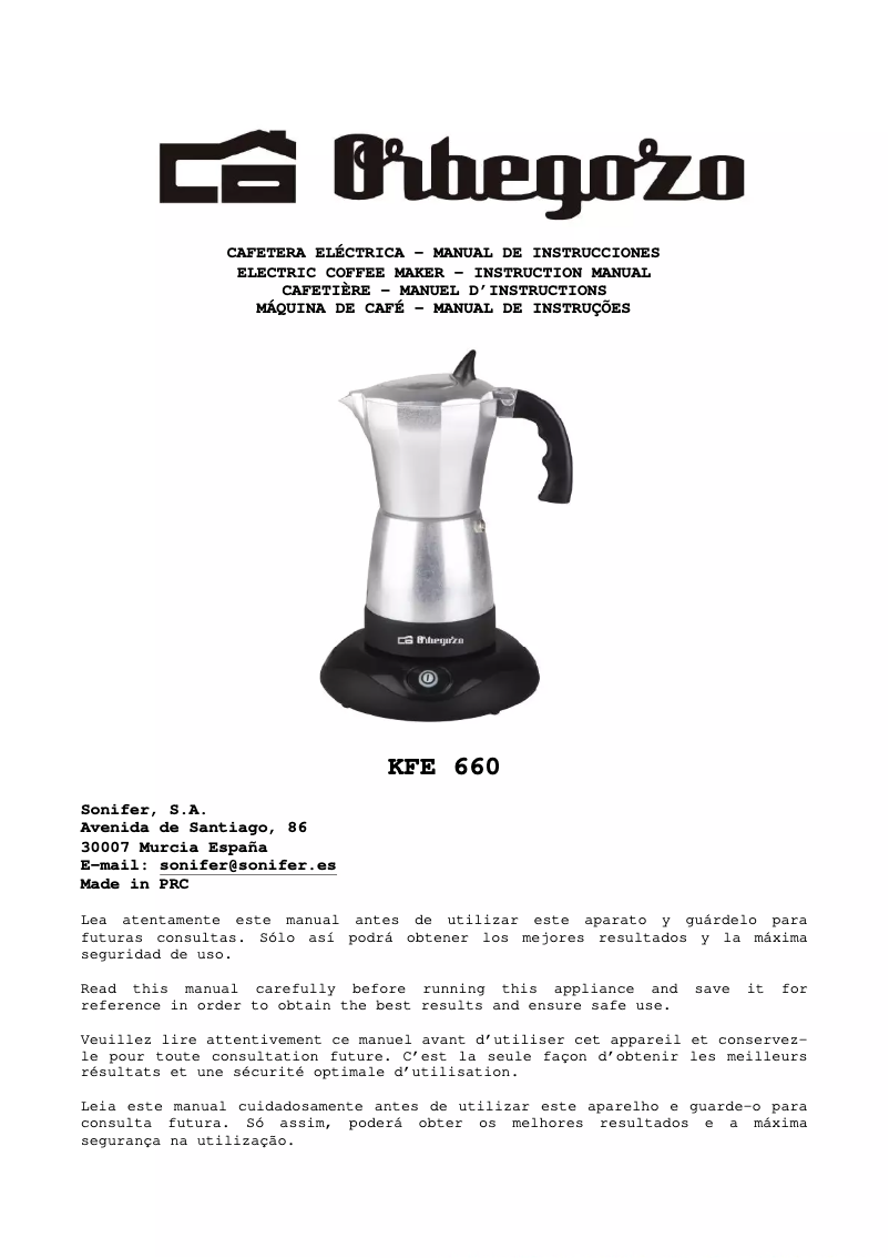 Image de la première page du manuel de l'appareil KFE 660