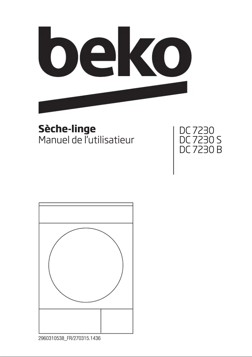 Page 1 de la notice Manuel utilisateur Beko DC 7230 S