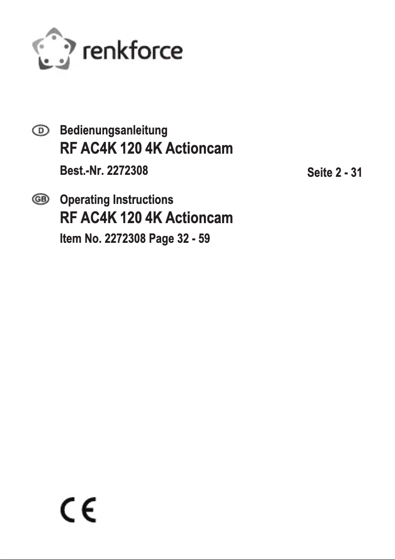 Page n°1 - Manuel utilisateur Renkforce RF AC4K 120 4K