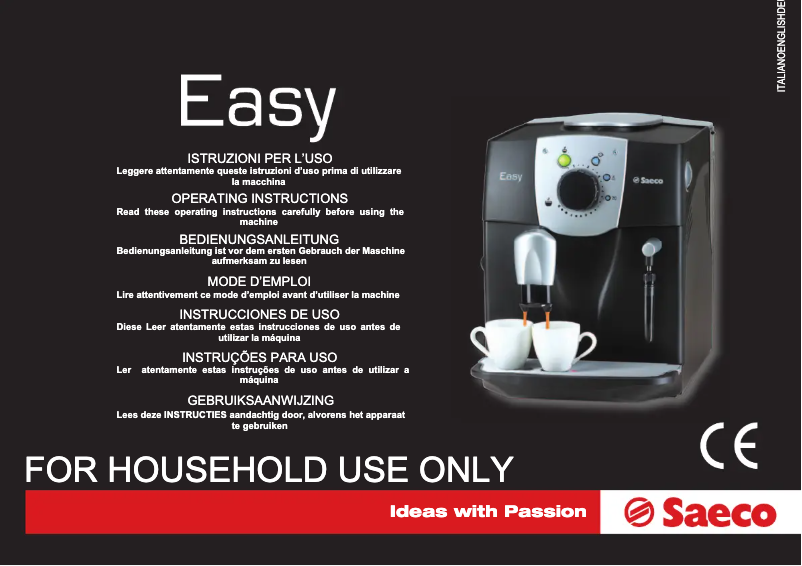 Image de la première page du manuel de l'appareil Saeco Incanto Easy