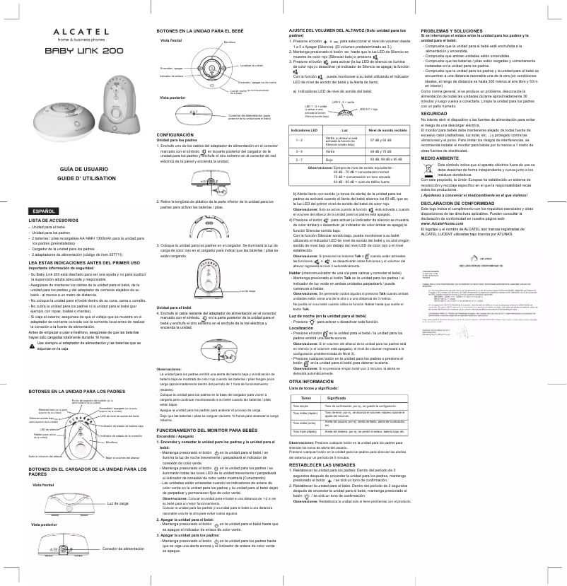 Page n°1 - Manuel utilisateur Alcatel-Lucent Baby Link 200