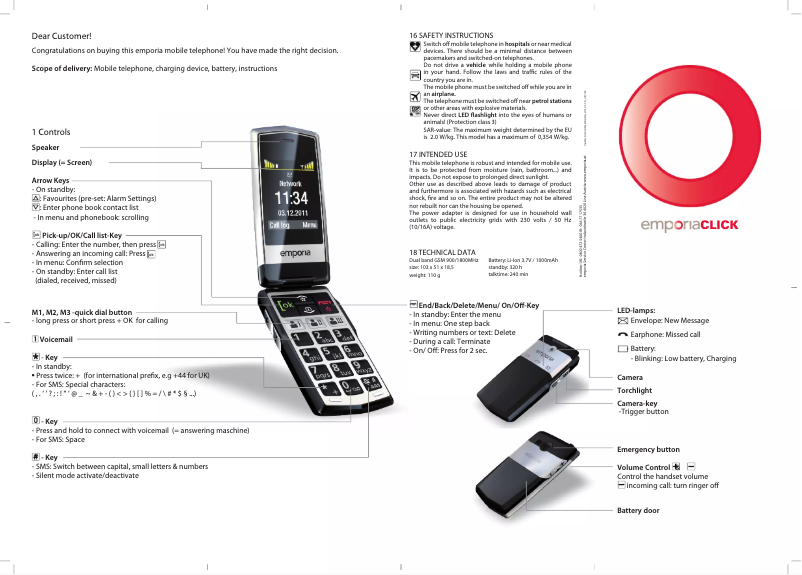 Page 1 de la notice Manuel utilisateur Emporia Click