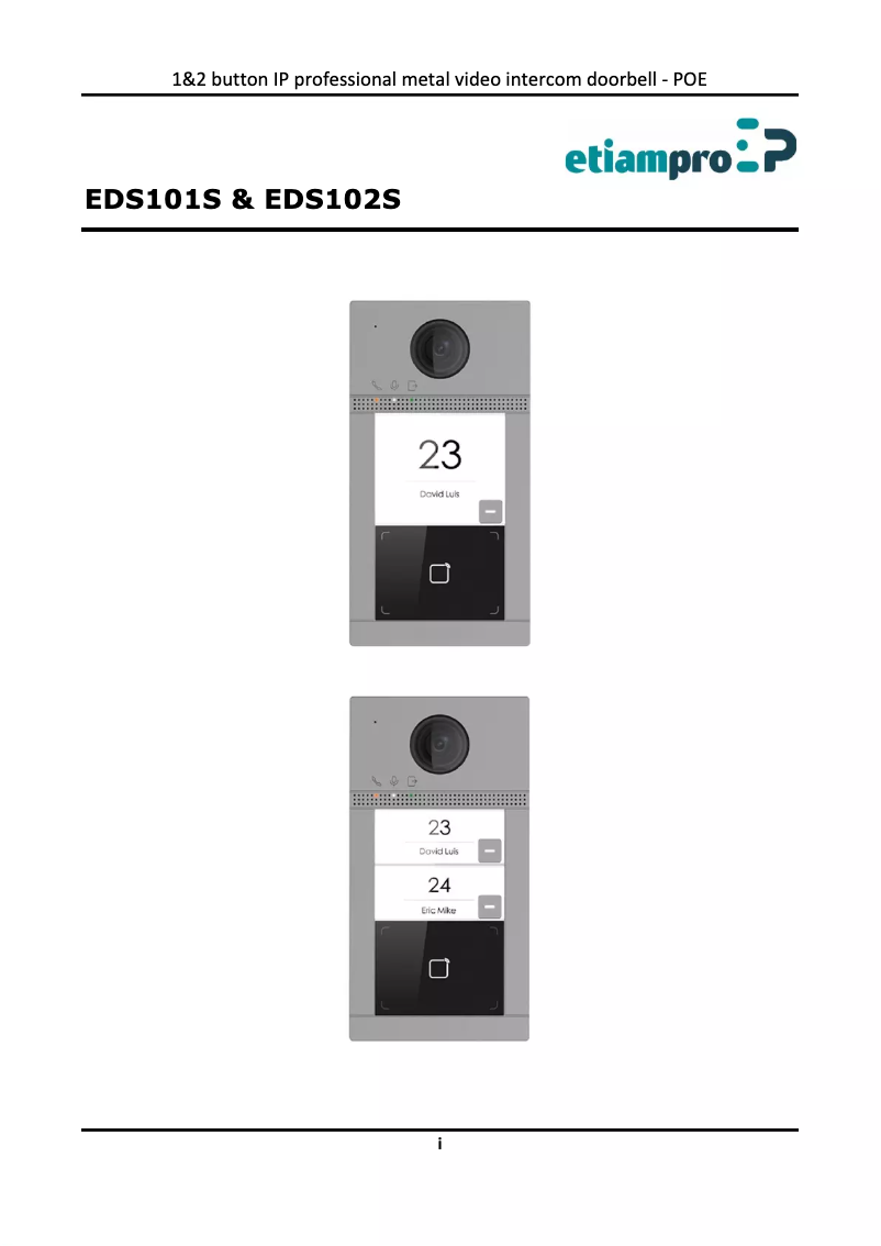 Page n°1 - Manuel utilisateur EtiamPro EDS101S