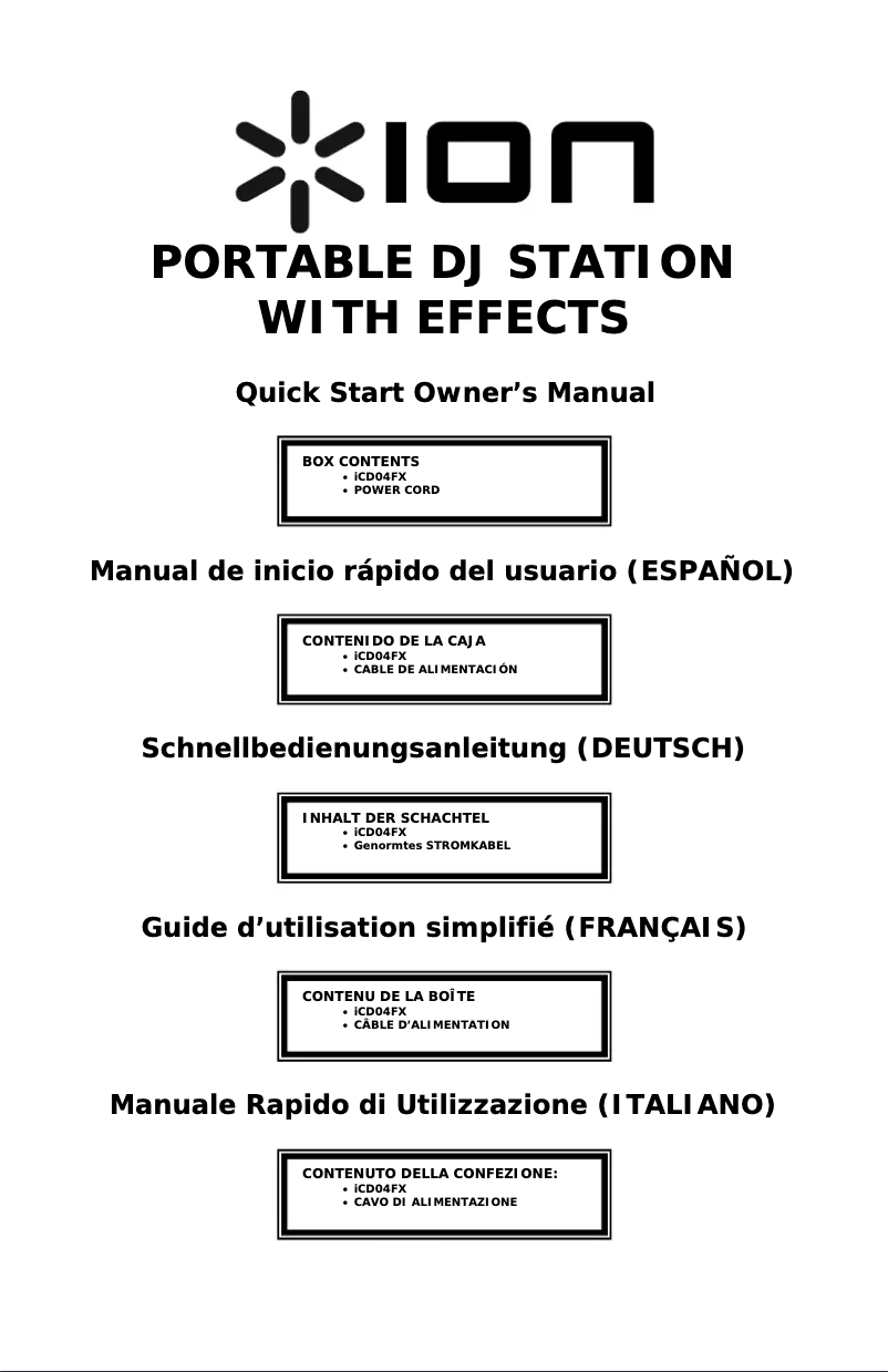 Page 1 de la notice Manuel utilisateur ION ICD04FX