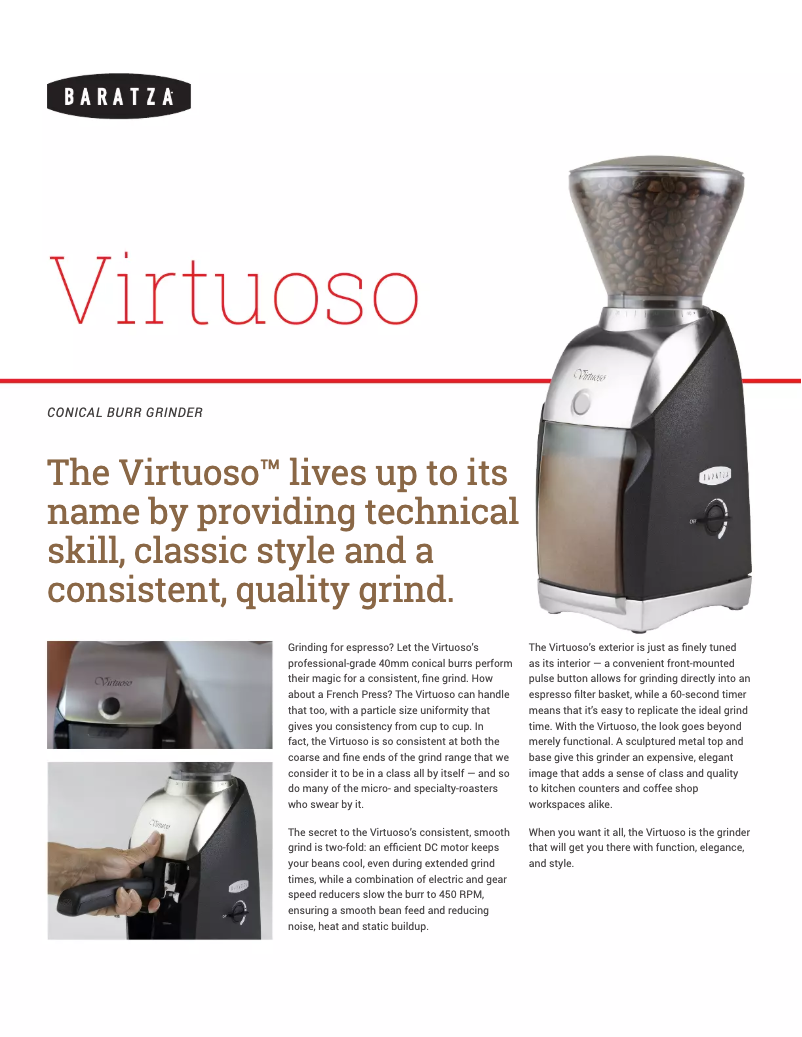 Page n°1 - Fiche technique Baratza Virtuoso