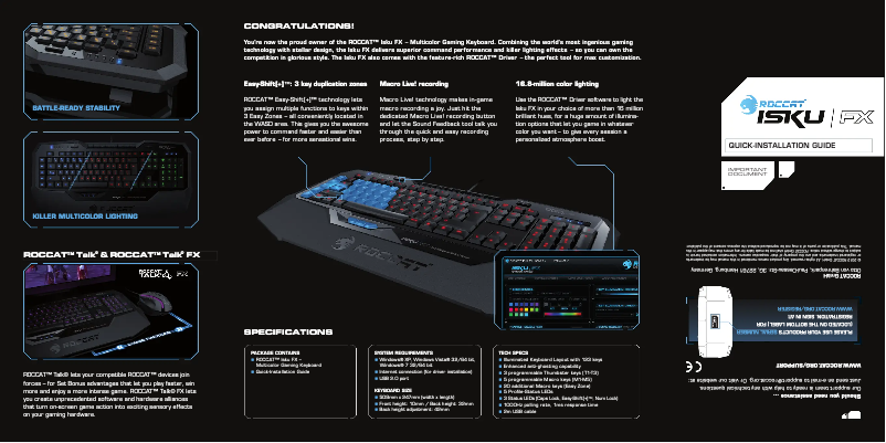 Page 1 de la notice Manuel utilisateur Roccat Isku FX