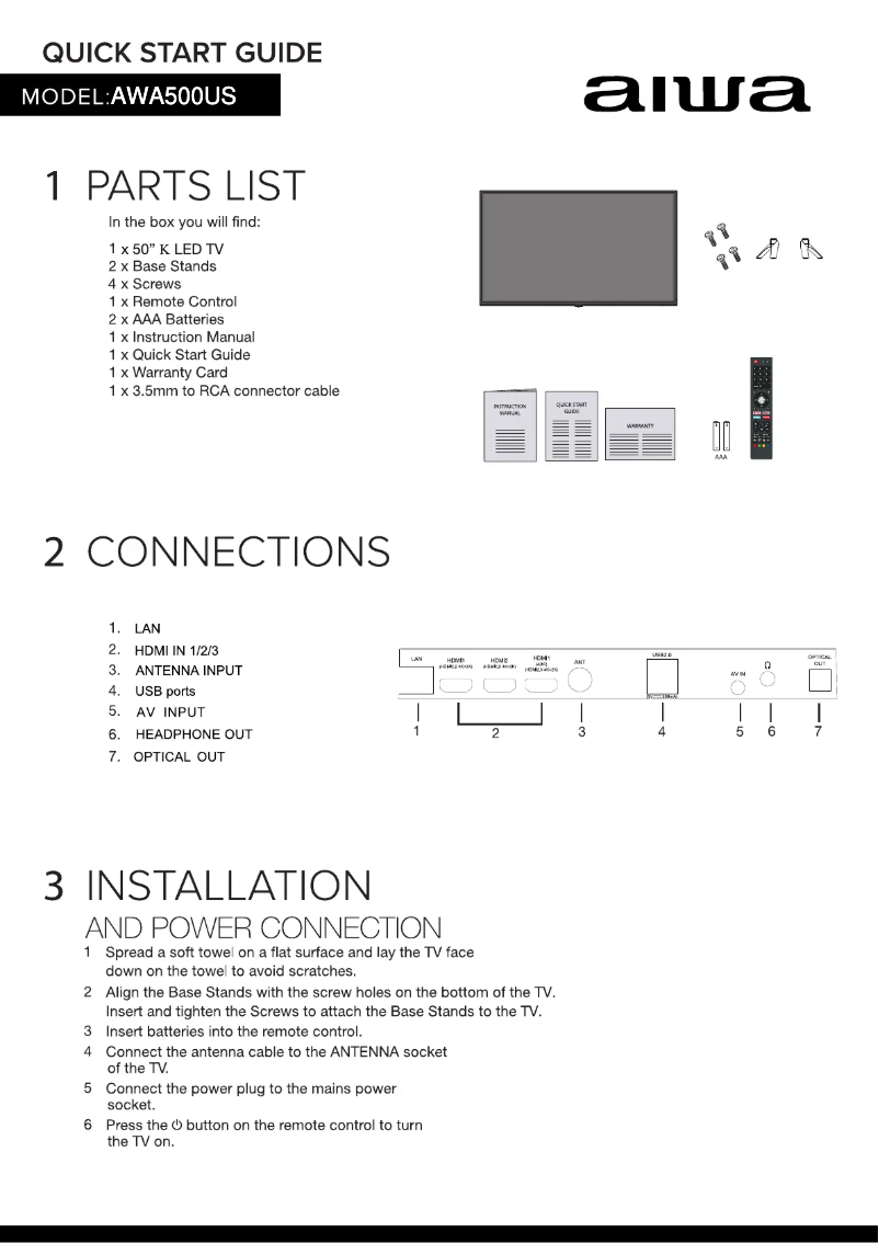 Image de la première page du manuel de l'appareil AWA500US
