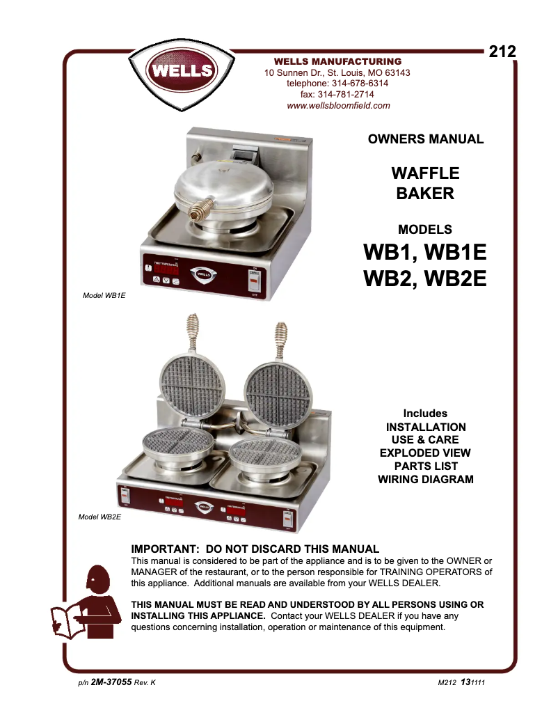 Page 1 de la notice Manuel utilisateur Wells WB2E