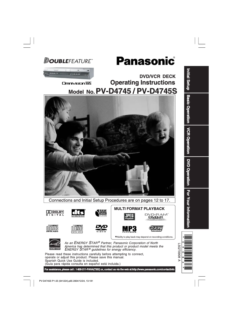 Page 1 de la notice Manuel utilisateur Panasonic PV-D4745