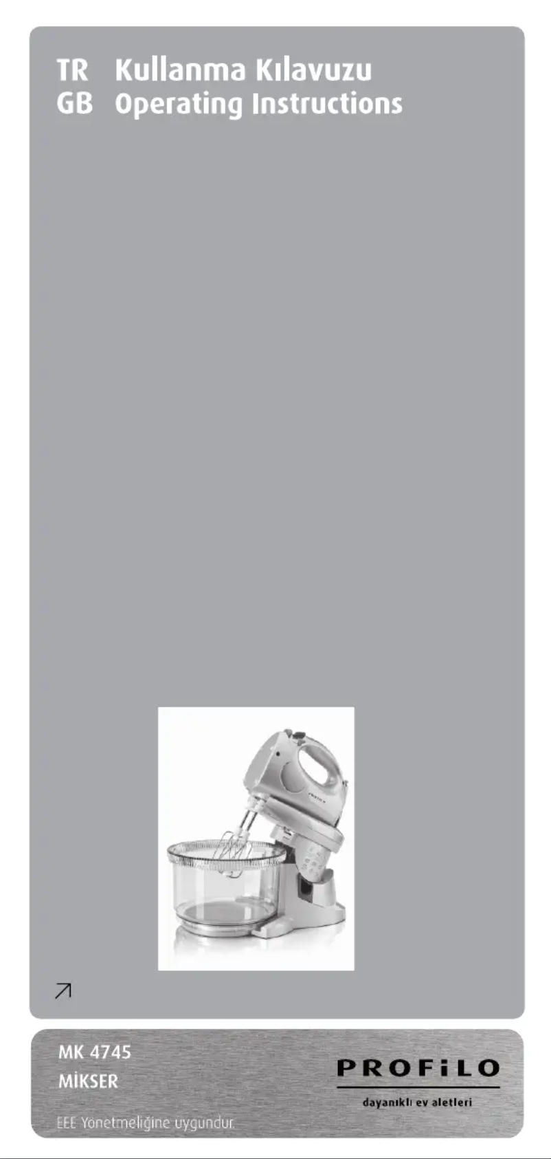 Page 1 de la notice Manuel utilisateur Profilo MK4710