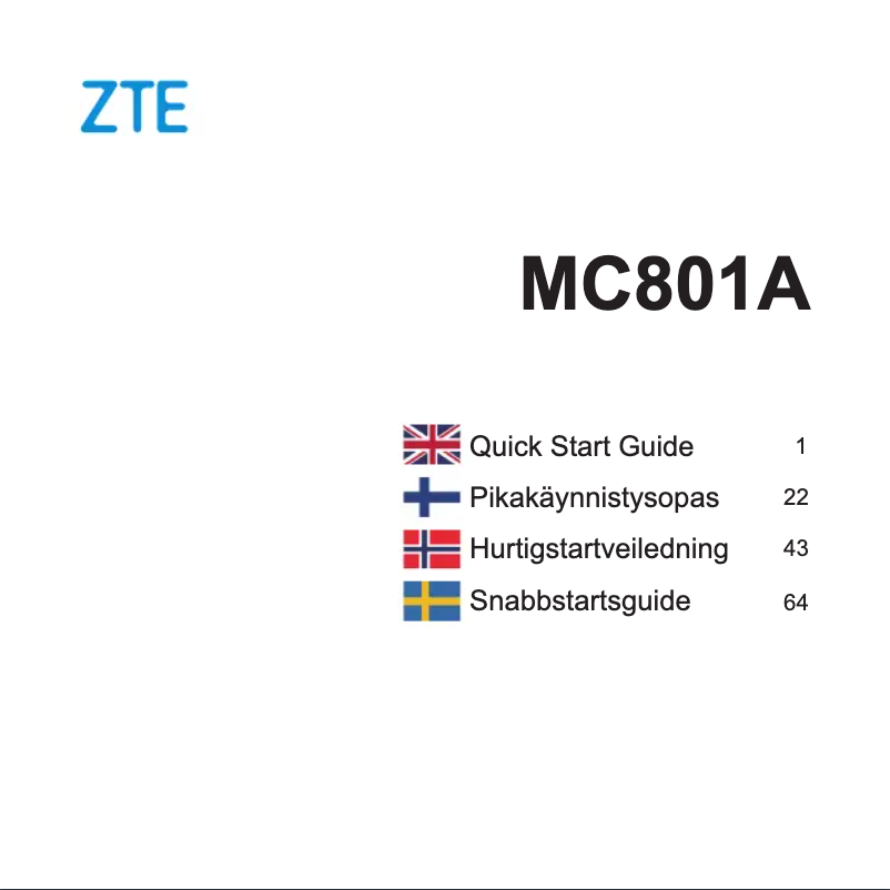 Page 1 de la notice Manuel utilisateur ZTE MC801A